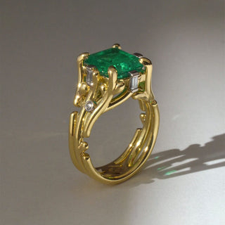 Coral-Inspired Emerald Ring