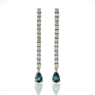 Diamond and Sapphire Drop Earrings