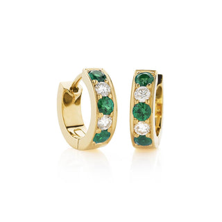 Emerald and Diamond Hoops