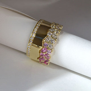 Pink Sapphire and Diamond Ombre Ring