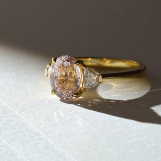 Peach Sapphire and Half Moon Diamonds