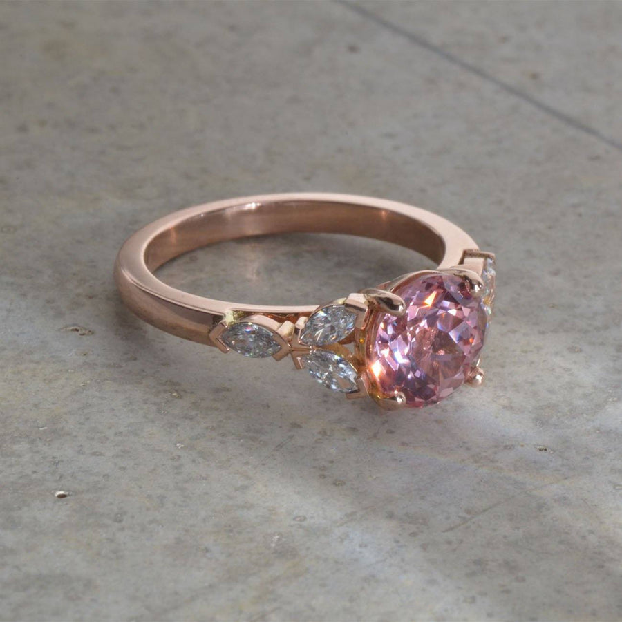 Champagne Sapphire and Diamond Rose Gold Ring