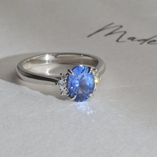 Cornflower Blue Sapphire and Diamond Ring in Platinum