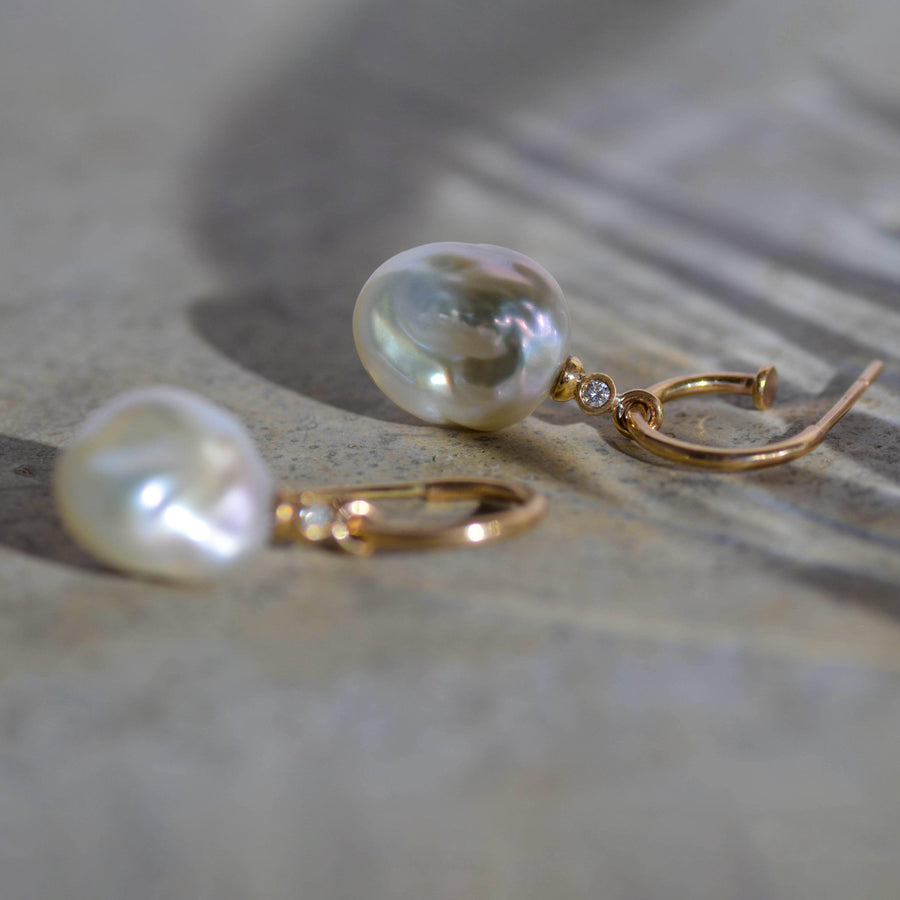 Hoops with Diamond and Pearl Drops