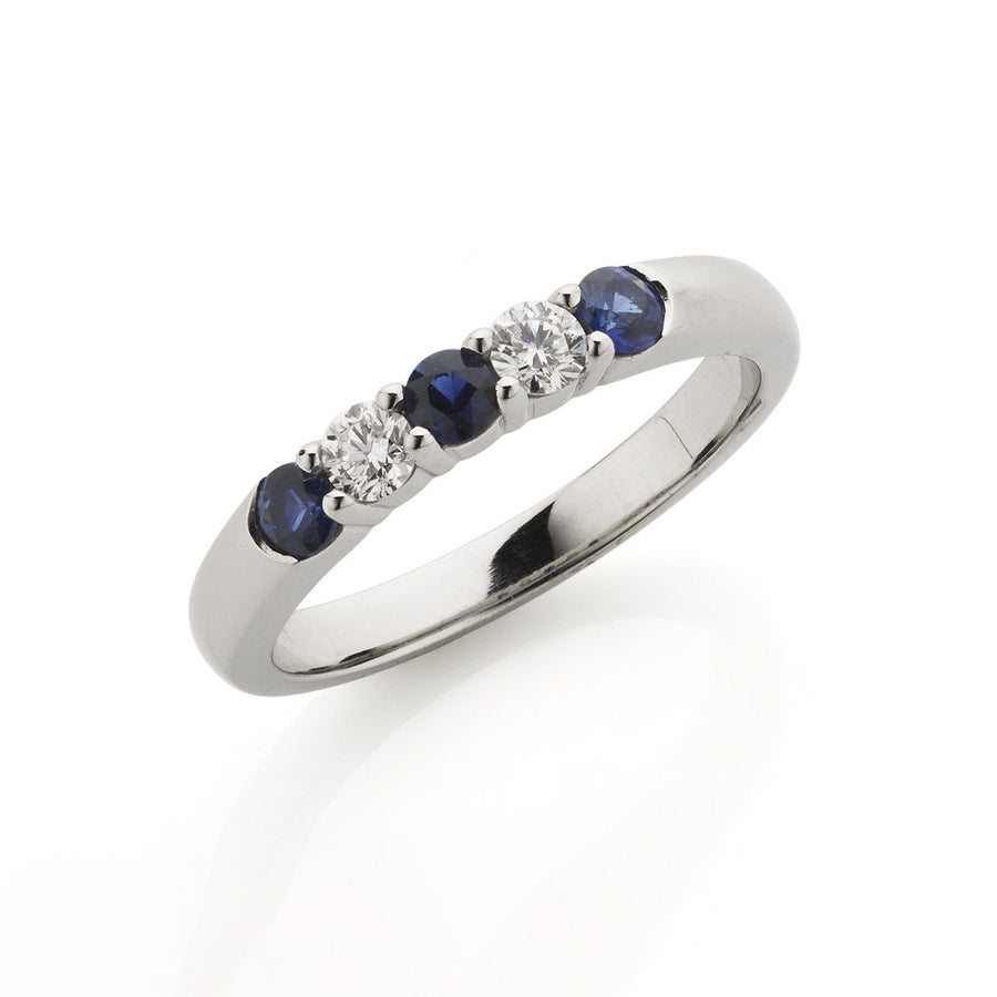 Five-Stone Ring with Sapphire and Diamond